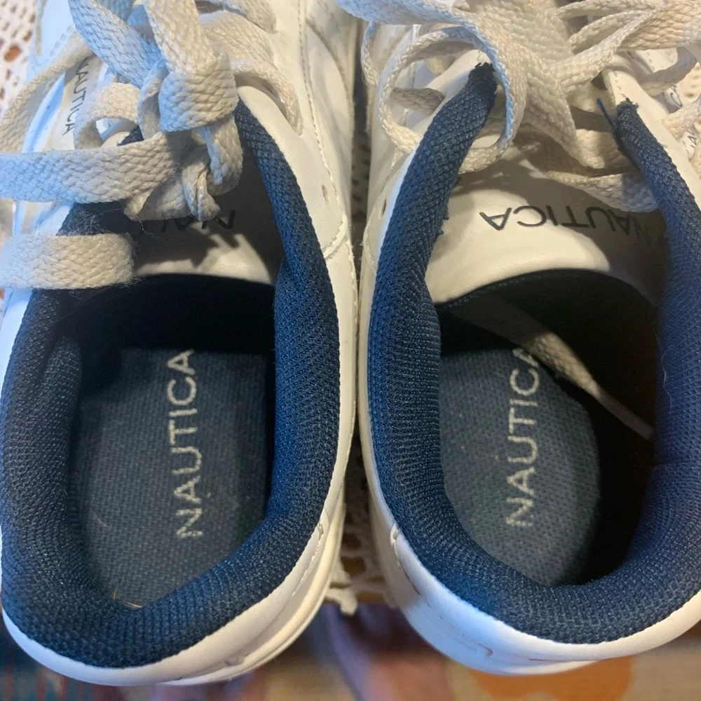 Nautica Kids White and Navy Sneakers